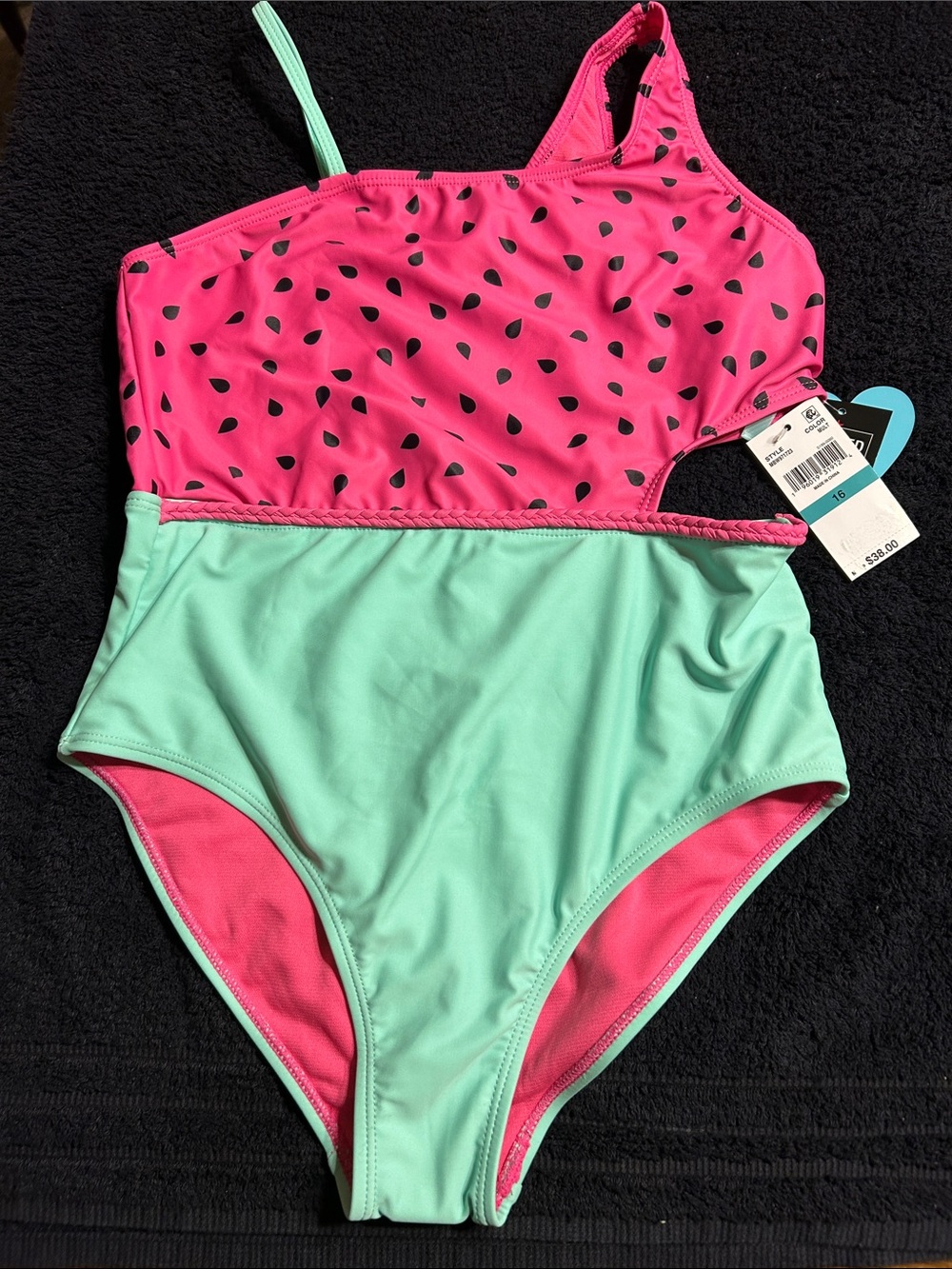 Macy's Pink and Mint Watermelon One-Piece Swimsuit for Kids